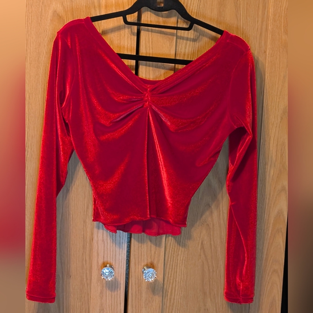 Red Velvet Long Sleeve Top